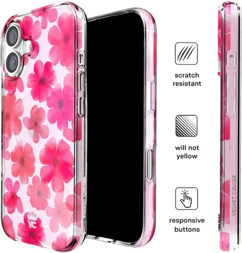 Vista 761 de VELVET CAVIAR Funda para iPhone 15, compatible con MagSafe, probada contra caídas de 10 pies, fundas protectoras de diseño, leopardo color rosa