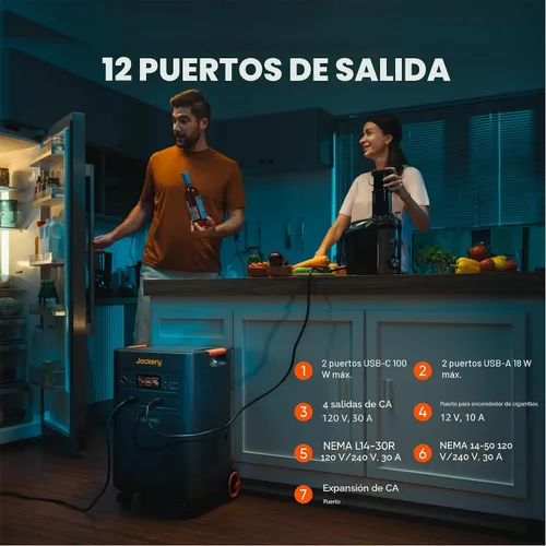 Vista 8 de Jackery Generador solar 5000 Plus y paneles de 2x200W, 5040Wh, salida de CA