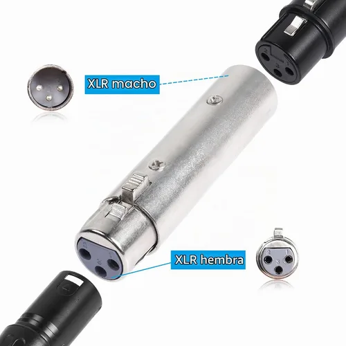 Vista 4 de Adaptador XLR macho a hembra, conector adaptador de extensión de cable de audio XLR de 3 pines (paquete de 2)