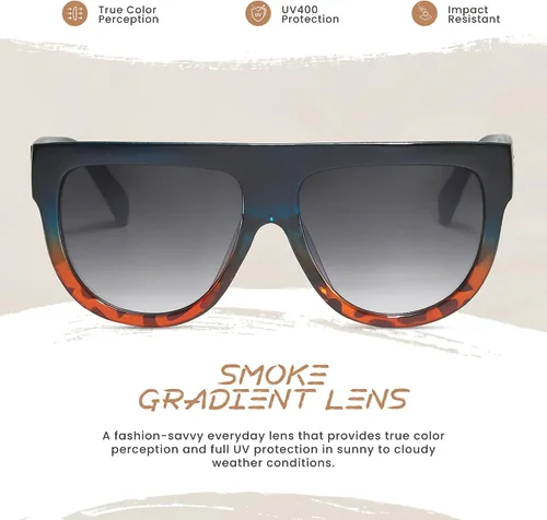 Vista 25 de Gafas de sol de gran tamaño con parte superior plana para mujer, diseño cuadrado grande, retro, gafas de sol