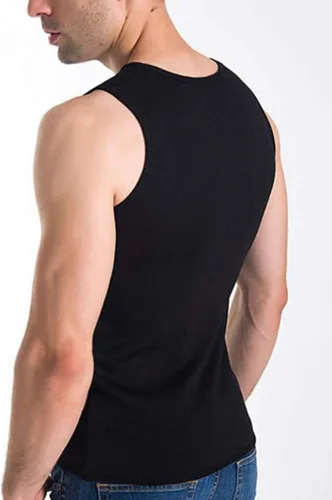 Vista 4 de Flygo Camiseta sin mangas térmica de algodón para hombre, con forro polar, chaleco sin mangas