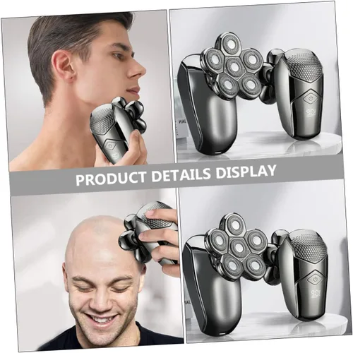 Vista 3 de Beaupretty Afeitadora eléctrica recargable para hombre, 6 cabezales para recortadora de pelo, afeitadora de barba