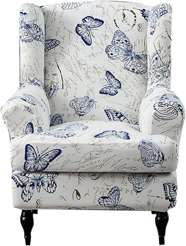 Vista 36 de NILUOH Funda para silla Wingback, 2 piezas, fundas elásticas de elastano para silla con respaldo de ala, funda lavable para sillones con respaldo
