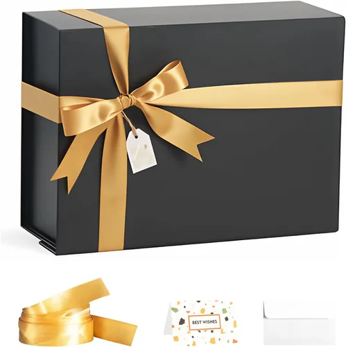 Vista 13 de Cajas de regalo negras con tapas, paquete de 3, caja de regalo mediana de Negro