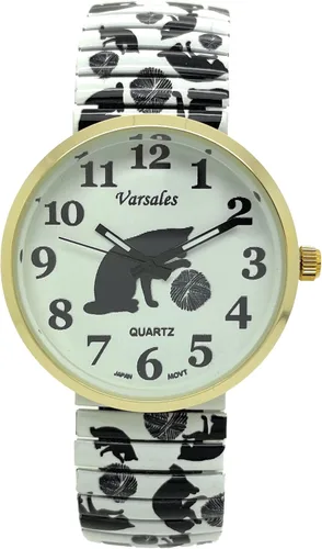Vista 6 de VERSALES Varsales - Reloj analógico de cuarzo analógico para mujer, diseño de gato y gato