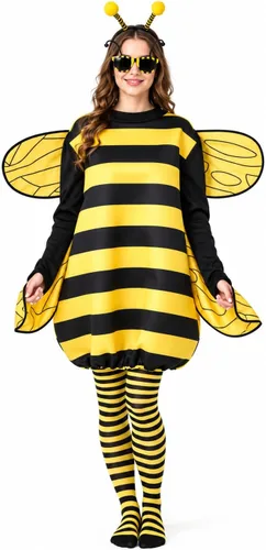 Vista 5 de Max Fun - Disfraz de abeja para mujer, disfraz de abejorro para Halloween, divertido disfraz de cosplay