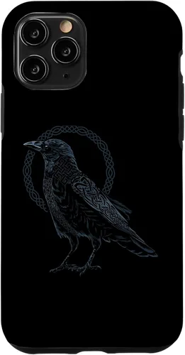 Vista 28 de Funda para iPhone 11 Pro Max Crow Raven Viking Valhalla Berserker nórdico nórdico de mitología nórdica