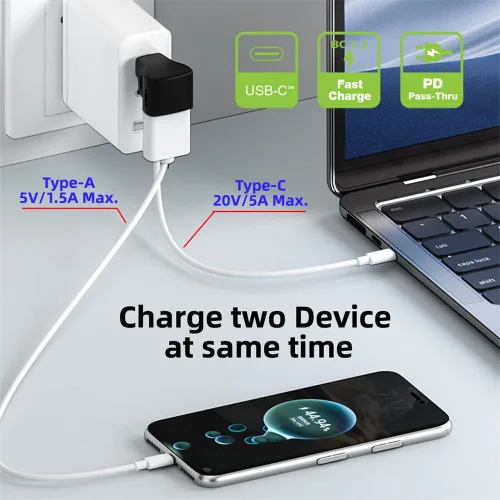 Vista 7 de 10Gbps USB3.0 tipo C macho a OTG dual tipo-A y tipo-C hembra divisor de alimentación y datos con ángulo compatible con Steam Deck portátil