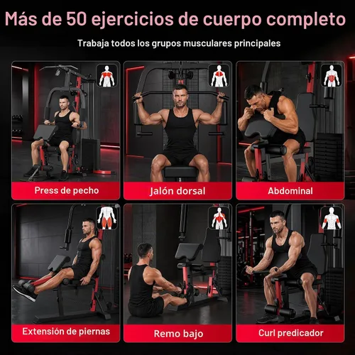 Vista 6 de Sistema de gimnasio en casa con pila de peso de 160 libras, estación de entrenamiento multifuncional todo en uno, sistema de entrenamiento de fuerza