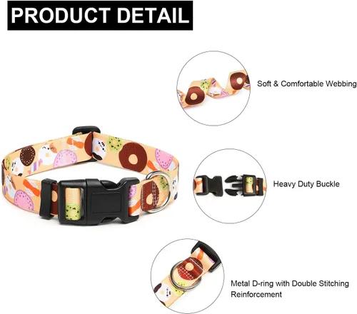 Vista 3 de Mercano - Collar ajustable para perro, patrones de diseño especial, collar de nailon suave cómodo y duradero para perros pequeños, medianos