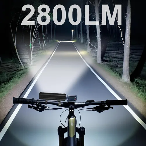 Vista 2 de Faro de bicicleta súper brillante, 2800 lúmenes para conducción nocturna