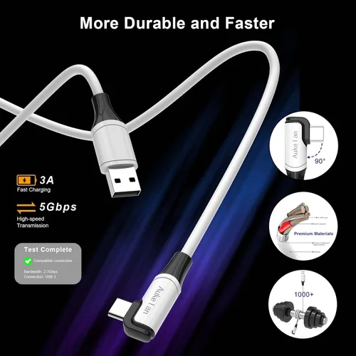 Vista 2 de Aukelan Cable Link de 16 pies compatible con Oculus Quest 2Steam VR y PC transferencia de datos de alta velocidad y carga rápida 3A cable USB 30 a