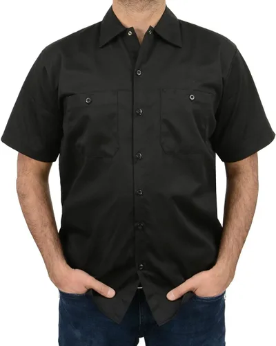 Vista 4 de Milwaukee Leather MDM11669 Camisa de trabajo negra con botones y bolsillos para hombre, camisa de trabajo mecánica clásica con bolsillos, Negro
