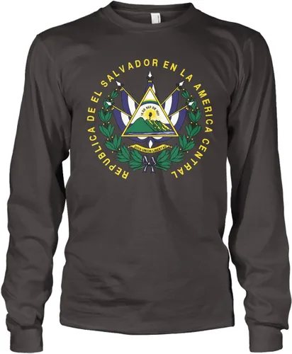 Vista 8 de Cybertela Camiseta de manga larga con escudo de armas de El Salvador para hombre Negro