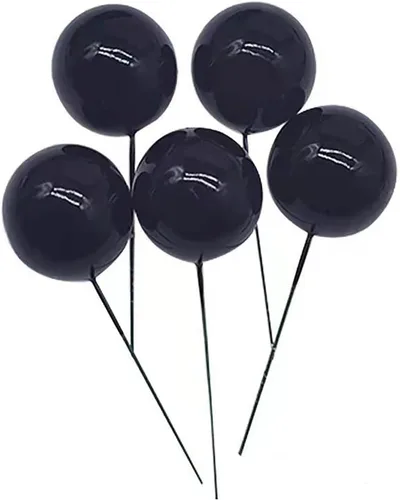 Vista 3 de 24 bolas de espuma para decoración de tartas, mini globos, para cupcakes, bolas de burbujas, decoración de bricolaje para bodas, aniversarios, Negro