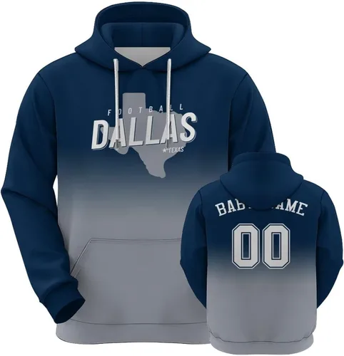 Vista 19 de Custom Football City Map Gradient Hoodies-Personalized Name Number Hooded Sweatshirts Football Fans Gifts for Men,Women,Youth