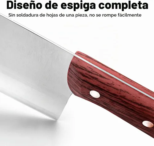 Vista 4 de TJ POP Cuchilla China de Chef, Cuchillo de Acero Inoxidable de 7.5 Pulgadas con Mango Ergonómico, Cuchillo de Cocina Ultra Afilado para Hogar