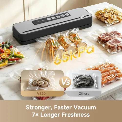 Vista 2 de DREAME Sellador al vacío de alimentos VS20, sellador compacto de 65 kPa, 5