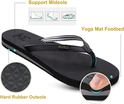 Vista 5 de KuaiLu Chanclas con soporte de arco para mujer, cómodas sandalias de yoga para caminar
