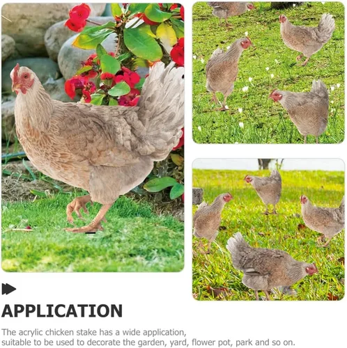Vista 9 de HANABASS Juego de 4 estacas decorativas de acrílico para jardín, estatuas de gallina, decoración de gallina, gallo y animales para patio trasero