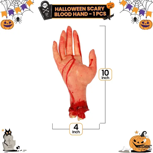Vista 4 de KatchOn, Accesorio de mano sanguinolenta humana falsa – 10 pulgadas de largo Partes del cuerpo Accesorios de Halloween Manos falsas de miedo