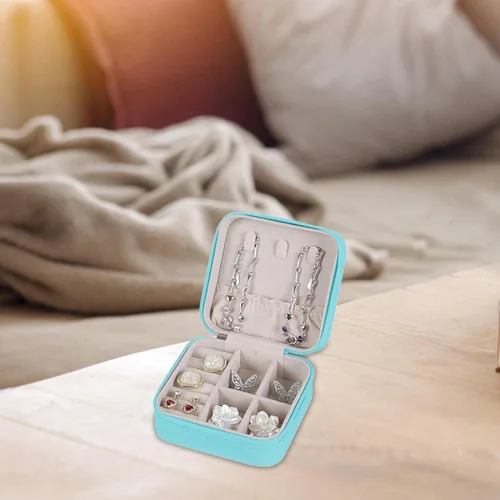 Vista 2 de Xuyuan Travel Jewelry Box - Small Jewelry Storage Box - PU Leather Jewelry Box Velvet Compartment Storage Portable Case For Girls