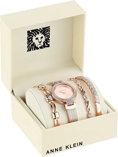 Vista 2 de Anne Klein Juego de reloj y pulsera con detalles de cristal premium para mujer, AK3584