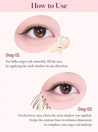 Vista 8 de CORALHAZE Idol AEGYO-SAL Maker 01 Champagne Beige, resaltador 2 en 1 para debajo de los ojos y delineador de contorno para ojos brillantes