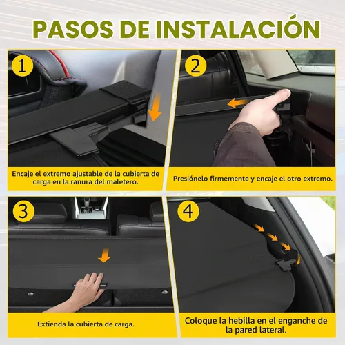 Vista 6 de AUXMART - Cubierta de carga retráctil para Honda CRV 2017 2018 2019 2020 2021 2022