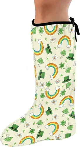 Vista 15 de Funda de fundición de pierna verde para pie de gato negro, funda decorativa para patas, regalo del día de San Patricio, debajo de la rodilla, manga