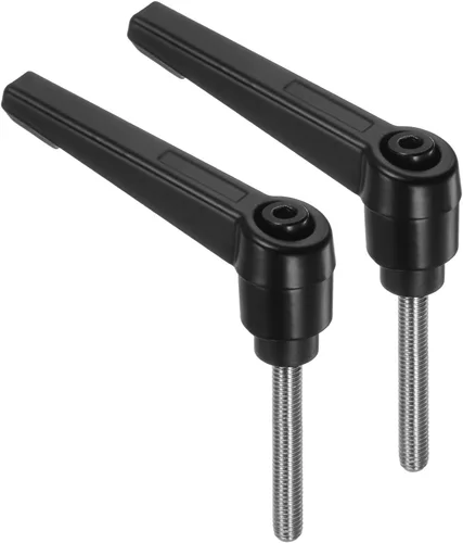 Vista 14 de uxcell 2 manijas de palanca de sujeción, M5 x 0.787 in, perno macho roscado de acero inoxidable 304, asas ajustables de bloqueo de trinquete