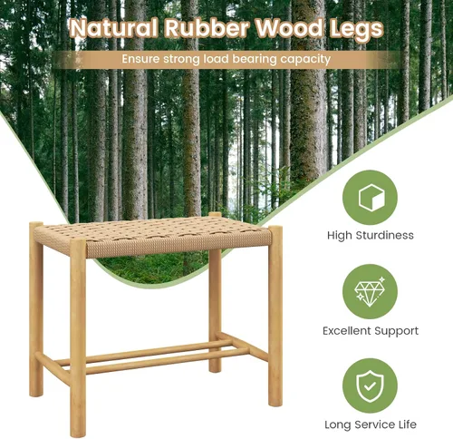 Vista 5 de Giantex Juego de 2 taburetes de madera, sillas bohemias sin espalda de 18 pulgadas de alto con patas de madera de goma, carga máxima de 330 libras