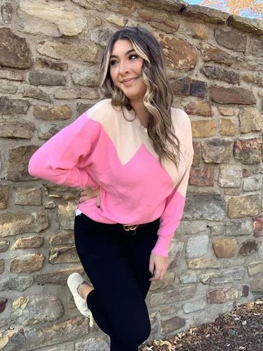 Vista 6 de Dokuritu Suéter de punto básico de invierno para mujer manga larga cuello redondo bloque de color casual ajuste holgado