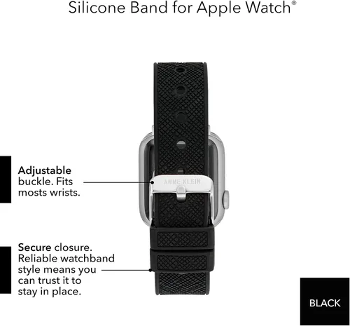 Vista 5 de Anne Klein Correa de silicona a la moda para Apple Watch, segura, ajustable, repuesto de correa de Apple Watch, se adapta a la mayoría