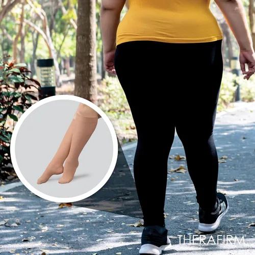 Vista 5 de THERAFIRM Medias altas hasta la rodilla de pantorrilla completa - 20-30 mmHg de compresión moderada de nylon