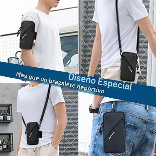 Vista 3 de Prime Comfort Soporte para Teléfono con Banda para el Brazo, Pequeña Bolsa Cruzada de Hombro Tipo Funda con Bandas para el Brazo, Compatible