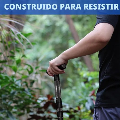 Vista 2 de aiGear G2 Tactical Hiking Stick with Multi-Tool, 5-8 Section Walking Staff Negro
