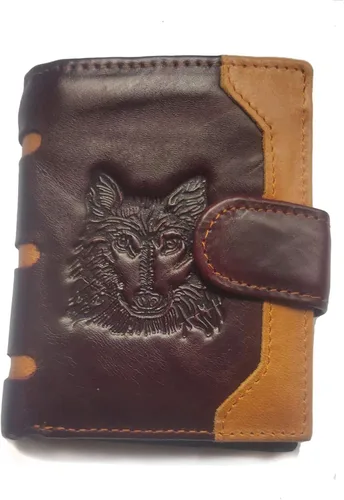 Vista 39 de Hombres Cool Eagle Wolf Caballo Totem Cuero Vaca Vertical Cartera Cremallera Multi-tarjeta Titular, Tótem de caballo, Minimalista