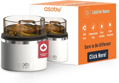 Vista 17 de asobu Vaso de whisky con funda aislada de acero inoxidable, 10.5 onzas (Rosa Aqua)