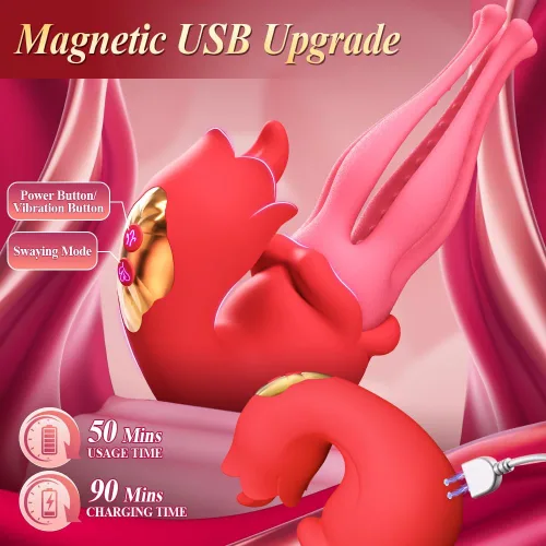 Vista 8 de Juguetes sexuales vibrador de punto G consolador lengua juguetes adultos rosa juguete sexual vibrador de 3 en 1 con empuje estimulador de pezón