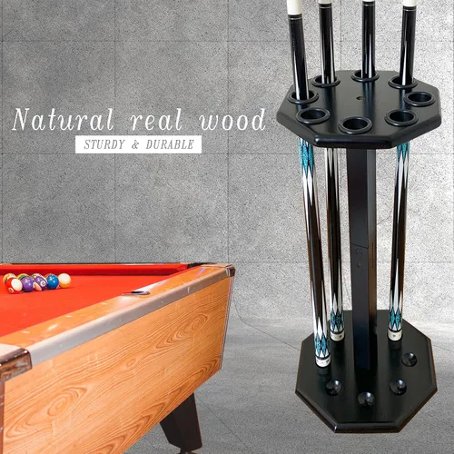 Vista 4 de Soporte para tacos de billar independiente, accesorios de mesa de billar con capacidad para 8 tacos, soporte para tacos de billar, soporte de pie