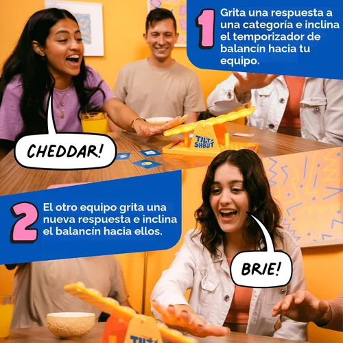 Vista 3 de Big Potato Tilt ’n’ Shout – Juego de mesa familiar de ritmo rápido para adultos y niños Juego de fiesta de preguntas con categorías y contenido