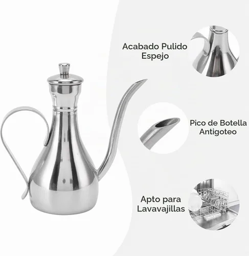 Vista 4 de Botella dispensadora de aceite de acero inoxidable, botella