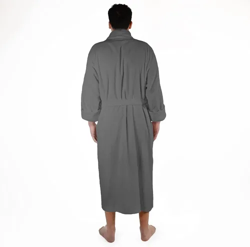 Vista 4 de Superior Traditional Premium Turkish Cotton Lightweight Long Bathrobe with Pockets Bath Robes, Men's Small-Medium, Grey