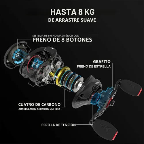 Vista 8 de KastKing Royale Legend II Baitcasting Reels, Available in 5.4:1 and 7.2:1 Negro-izquierda