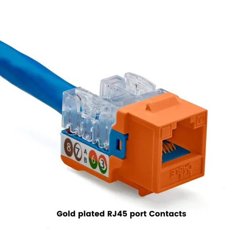 Vista 72 de TRUE CABLE Conector Keystone Cat5e, sin blindaje (UTP), perforado de 90 grados, PoE++ (4PPoE) 100W, certificación UL, verificado ETL, certificado