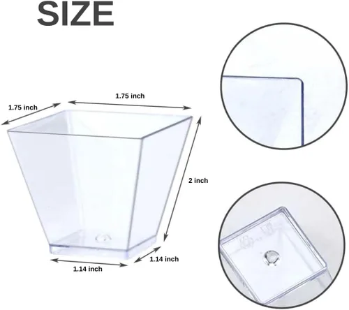 Vista 2 de Vasos de postre de plástico cuadrado transparente, mini cubo de 2 onzas, paquete de 40
