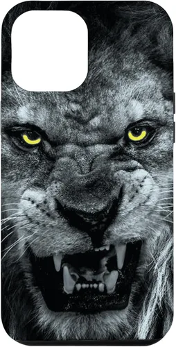 Vista 6 de iPhone 15 Angry Lion Face Graphic With Angry Yellow Eyes Case
