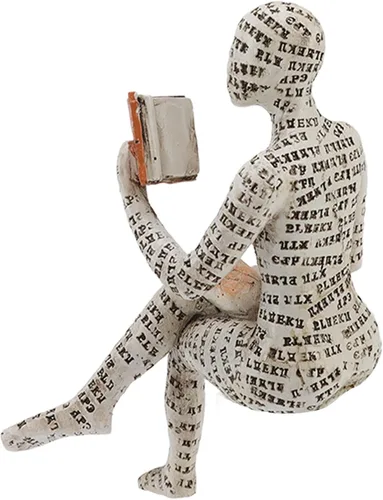 Vista 3 de Figura de mujer que lee, escultura pensadora, estatua de decoración abstracta, estantería, escultura de resina estética para sala de estar, oficina