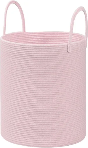 Vista 9 de Cesta de Lavandería Grande, Cesta de Ropa Sucia, Cesta de Almacenamiento de Cuerda de Algodón de 15''x18'' con Asas, cesta para bebé, Almacenamiento